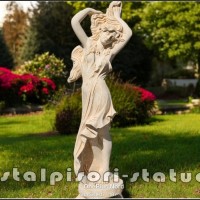 Statueta Venus cu parul lung, galben patinat, model S71.