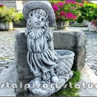 Statueta fata cu cos, gri antichizat, model S3.