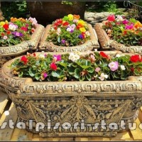 Jardiniera ornament flori, aramiu antichizat, model J8.