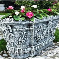 Jardiniera ornament flori, gri antichizat, model J8.