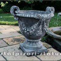 Vaza mare pentru arbusti, gri patinat, model V2.