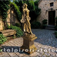 Statueta zeita Flora, auriu patinat, model S5.