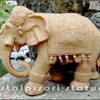 Statueta elefant mare, galben patinat, model S54.