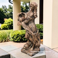 Statueta domnita cu ulcea, aramiu patinat, model S16.