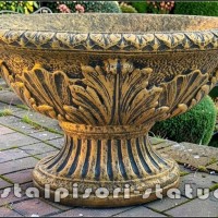 Vaza mare, ornament stejar, auriu antichizat, model V5.
