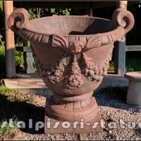 Vaza mare cu picior, terracotta patinat, model V2.