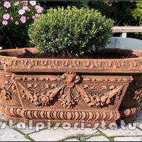 Jardiniera ornament flori, terracotta antichizat, model J8.