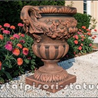 Vaza ornament mare cu picior, terracotta patinat, model V6.