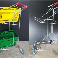 Suport metalic cu role  pentru 2 cosuri autoservire