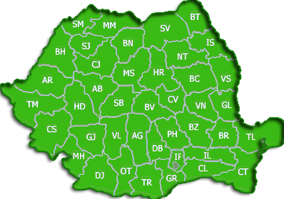 Harta Romaniei impartita pe judete