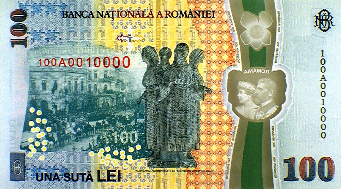 bancnota 100 lei centenar revers